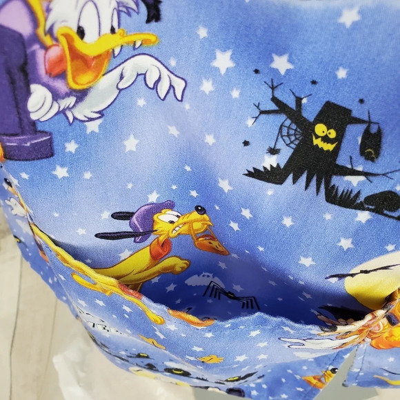 Disney Halloween Scrub Medical Top VNeck Pockets Blue Size  Small - Picture 14 of 14